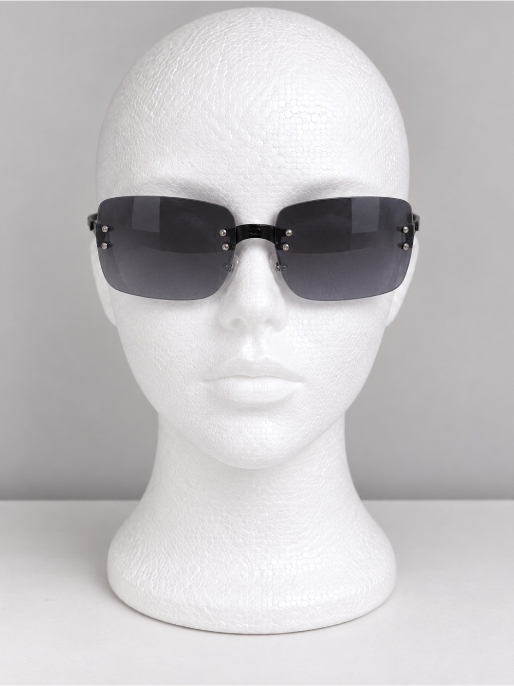 CHANEL Rimless Square Sunglasses in Dark Blue